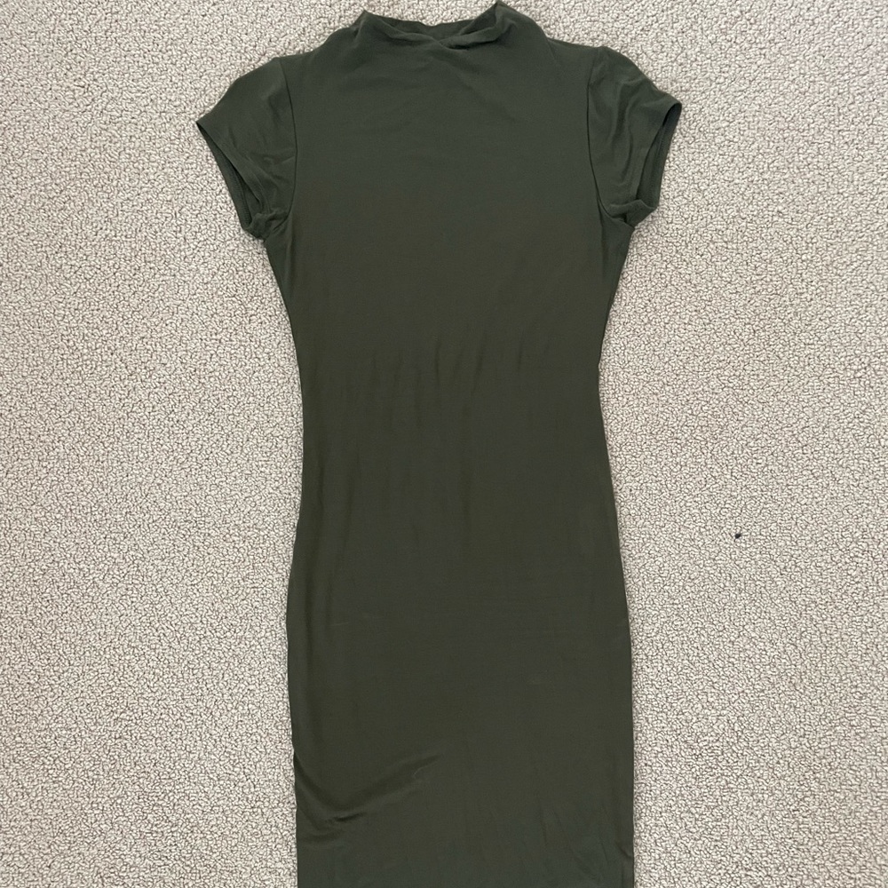 Olive green midi dress